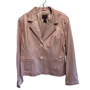 Uniform John Paul Richard Leather Blazer XL Metallic Pink Two Button Jacket moto
